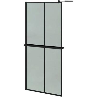 vidaXL Schwarzer Walk-in-Duschwand mit Ablage - Duschwand vidaXL Schwarzer Walk-in-Duschwand mit Ablage - Duschwand