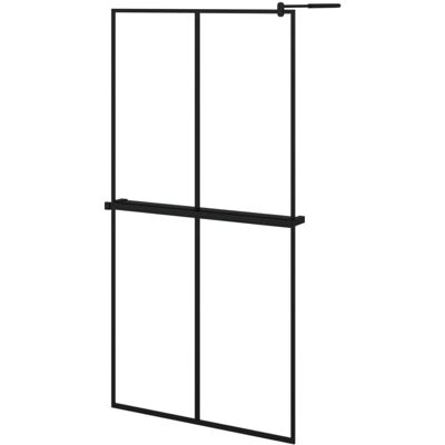 vidaXL Schwarze Walk-in-Duschwand mit Ablage 98-100x195 cm - Duschwand vidaXL Schwarze Walk-in-Duschwand mit Ablage 98-100x195 cm - Duschwand