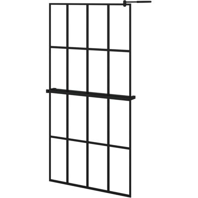 vidaXL Walk-In-Duschwand mit Ablage Schwarz ESG Glas & Aluminium - Duschwand vidaXL Walk-In-Duschwand mit Ablage Schwarz ESG Glas & Aluminium - Duschwand