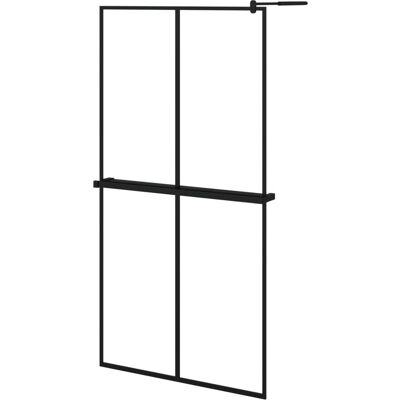 vidaXL Schwarze 100x195cm ESG Glas Duschwand mit Ablage vidaXL Schwarze 100x195cm ESG Glas Duschwand mit Ablage