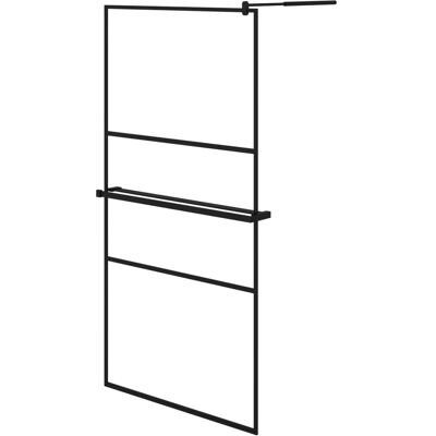 vidaXL Schwarze Walk-in-Duschwand mit Ablage - Badewand vidaXL Schwarze Walk-in-Duschwand mit Ablage - Badewand