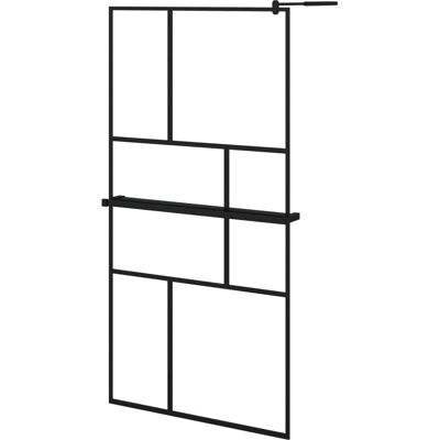 vidaXL Schwarze 100x195cm ESG Duschwand mit Ablage vidaXL Schwarze 100x195cm ESG Duschwand mit Ablage