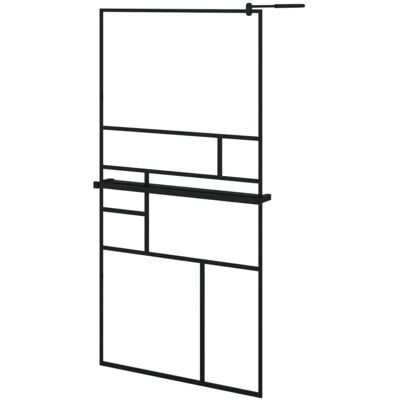vidaXL Schwarze Walk-in-Duschwand mit Ablage - Badausstellung vidaXL Schwarze Walk-in-Duschwand mit Ablage - Badausstellung