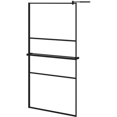 vidaXL 100x195 cm Schwarze ESG Glas Walk-in Duschwand - Duschwand vidaXL 100x195 cm Schwarze ESG Glas Walk-in Duschwand - Duschwand