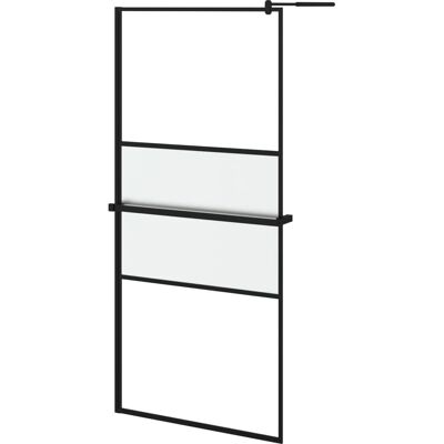 vidaXL Schwarze 100x195cm Walk-in Duschwand mit Ablage vidaXL Schwarze 100x195cm Walk-in Duschwand mit Ablage