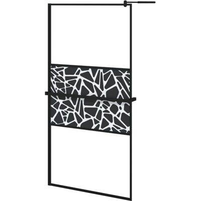vidaXL Schwarze Walk-in-Duschwand mit Ablage 100x195 cm - Badewannenabtrennung vidaXL Schwarze Walk-in-Duschwand mit Ablage 100x195 cm - Badewannenabtrennung