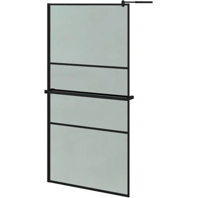 vidaXL Schwarze Walk-in-Duschwand mit Ablage - Duschwand vidaXL Schwarze Walk-in-Duschwand mit Ablage - Duschwand