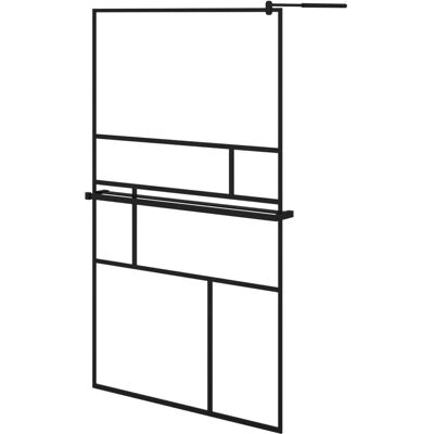 vidaXL Schwarze 115x195cm Walk-in-Duschwand mit Ablage - Duschwand vidaXL Schwarze 115x195cm Walk-in-Duschwand mit Ablage - Duschwand
