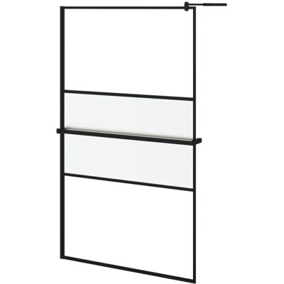 vidaXL Schwarze Moderne Walk-in-Duschwand 115x195cm ESG Glas & Aluminium vidaXL Schwarze Moderne Walk-in-Duschwand 115x195cm ESG Glas & Aluminium