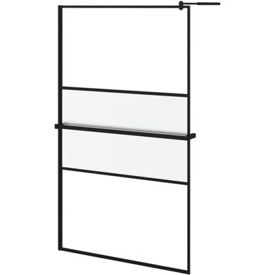 vidaXL Schwarze 115x195cm Walk-in-Duschwand mit Ablage vidaXL Schwarze 115x195cm Walk-in-Duschwand mit Ablage
