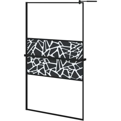 vidaXL Schwarze 115x195cm Walk-in-Duschwand mit Ablage ESG Glas & Aluminium - Duschwand vidaXL Schwarze 115x195cm Walk-in-Duschwand mit Ablage ESG Glas & Aluminium - Duschwand