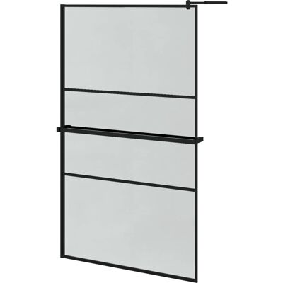 vidaXL Schwarze 115x195cm Walk-in Duschwand mit Ablage - Duschwand vidaXL Schwarze 115x195cm Walk-in Duschwand mit Ablage - Duschwand