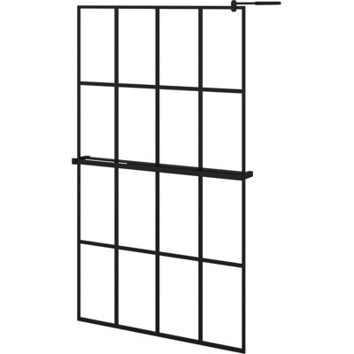 vidaXL Schwarze Walk-in-Duschwand mit Ablage - Duschwand vidaXL Schwarze Walk-in-Duschwand mit Ablage - Duschwand