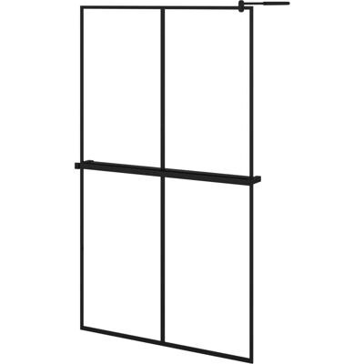 vidaXL Schwarze Walk-in-Duschwand mit Ablage - Duschkabine 118x190cm vidaXL Schwarze Walk-in-Duschwand mit Ablage - Duschkabine 118x190cm