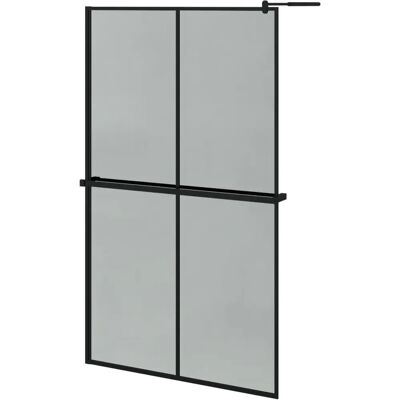 vidaXL Schwarze 118x190 cm Walk-in-Duschwand mit Ablage - Duschwand vidaXL Schwarze 118x190 cm Walk-in-Duschwand mit Ablage - Duschwand