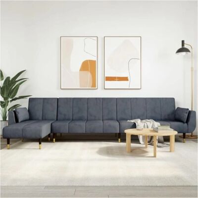 Vidaxl Schlafsofa in L-Form Dunkelgrau Samtstoff 275x140x70cm Vidaxl Schlafsofa in L-Form Dunkelgrau Samtstoff 275x140x70cm