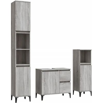 vidaXL Badeværelsesmøbel-Set - Grå Sonoma 3 Dele vidaXL Badeværelsesmøbel-Set - Grå Sonoma 3 Dele