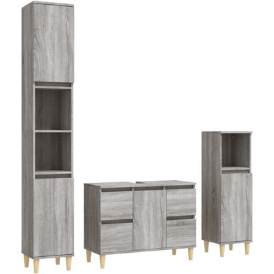vidaXL 3185603 Grå Sonoma Badeværelsesmøbel-Set - 3 Dele vidaXL 3185603 Grå Sonoma Badeværelsesmøbel-Set - 3 Dele