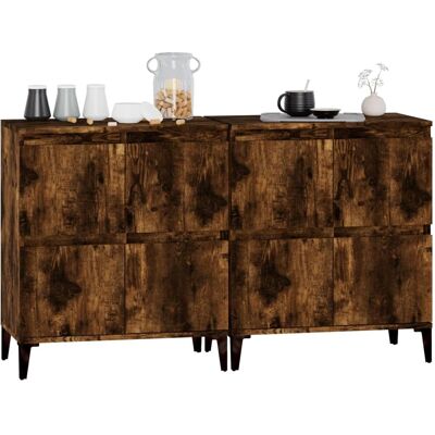 vidaXL Gerookte Eik 2 stuks Sideboards - Dressoir vidaXL Gerookte Eik 2 stuks Sideboards - Dressoir