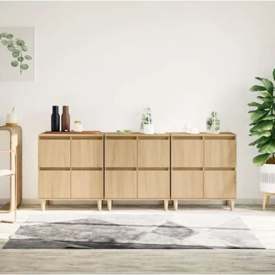 vidaXL Sideboards 3 stuks Sonoma Eiken - Sideboard vidaXL Sideboards 3 stuks Sonoma Eiken - Sideboard