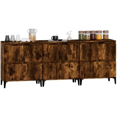 vidaXL Gerookte Eik Dressoir - Set van 3 vidaXL Gerookte Eik Dressoir - Set van 3