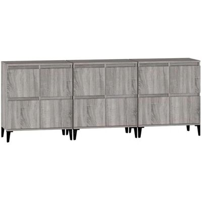 vidaXL Dressoirs 3 stuks Grijs Sonoma Opbergkasten - Sideboard vidaXL Dressoirs 3 stuks Grijs Sonoma Opbergkasten - Sideboard