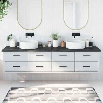 vidaXL Dunkelgraue Badezimmerarbeitsplatte 220x50x4cm - Massives Eichenholz vidaXL Dunkelgraue Badezimmerarbeitsplatte 220x50x4cm - Massives Eichenholz
