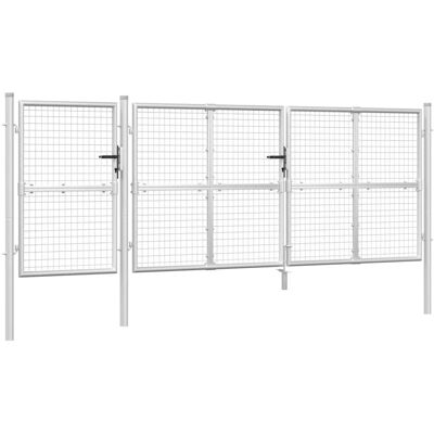 vidaXL Gartentor Silber 400x175 cm Verzinkter Stahl - Garden Gate vidaXL Gartentor Silber 400x175 cm Verzinkter Stahl - Garden Gate