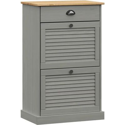vidaXL VIGO Armario para zapatos de madera maciza gris - Almacenamiento vidaXL VIGO Armario para zapatos de madera maciza gris - Almacenamiento