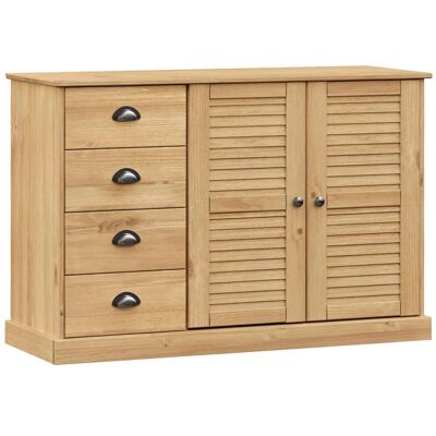 vidaXL VIGO 113x40x75cm Braune Massiv Kiefern Sideboard - Sideboard mit Schubladen vidaXL VIGO 113x40x75cm Braune Massiv Kiefern Sideboard - Sideboard mit Schubladen