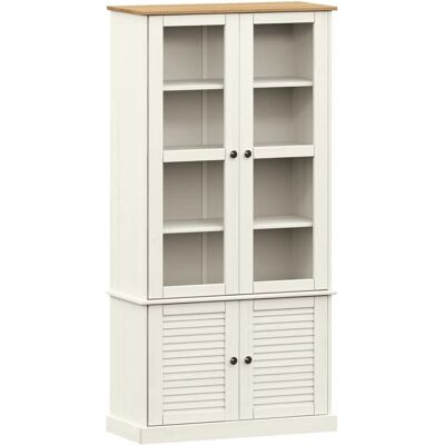 vidaXL VIGO Armario con vitrina blanco - Vitrina de madera vidaXL VIGO Armario con vitrina blanco - Vitrina de madera