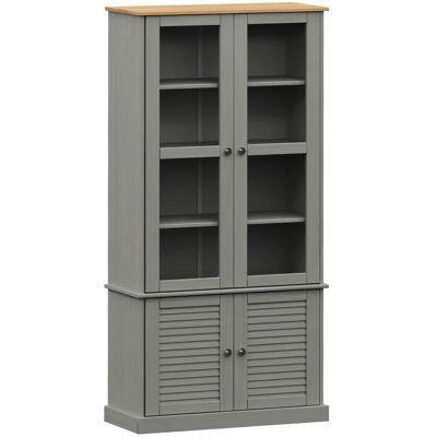 vidaXL VIGO Graues 85x35x170cm Massivholz Kiefer Vitrinenschrank - Wohnzimmer Bücherregal vidaXL VIGO Graues 85x35x170cm Massivholz Kiefer Vitrinenschrank - Wohnzimmer Bücherregal