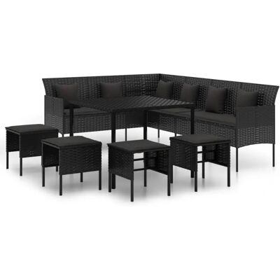 Conjunto de jantar de jardim 6 peças com almofadas - Mesa e Cadeiras Conjunto de jantar de jardim 6 peças com almofadas - Mesa e Cadeiras