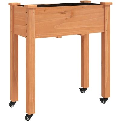 vidaXL Bloempot Bruin 71x37x80 cm met Wieltjes & Voering - Pot vidaXL Bloempot Bruin 71x37x80 cm met Wieltjes & Voering - Pot