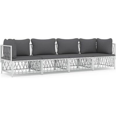 VidaXL Gartenmöbel-Set - Weiß - Langlebig, Modular, 4 Sitze VidaXL Gartenmöbel-Set - Weiß - Langlebig, Modular, 4 Sitze