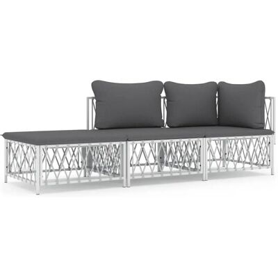 VidaXL Gartenset - Weiß - 3-Teiliges Modularmöbelset VidaXL Gartenset - Weiß - 3-Teiliges Modularmöbelset