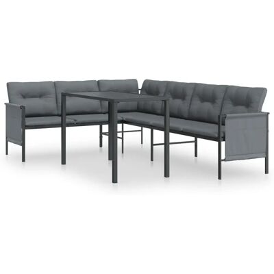 VidaXL Gartenmöbel-Set - Stahl Grau - Esstisch & Ecksofa VidaXL Gartenmöbel-Set - Stahl Grau - Esstisch & Ecksofa