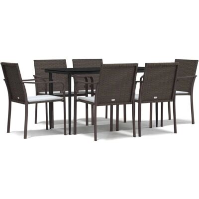 Conjunto de Comedor de Jardín Maisonchic - 7 Piezas Rattan Resistente - Marrón Conjunto de Comedor de Jardín Maisonchic - 7 Piezas Rattan Resistente - Marrón