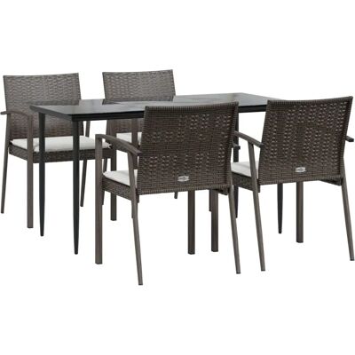Maison Chic - Tuin eettafelset 5-delig met kussens - Rattan & Staal Maison Chic - Tuin eettafelset 5-delig met kussens - Rattan & Staal