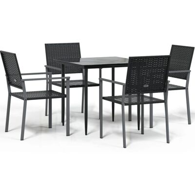 vidaXL Puutarhasyömäpöytäsetti - Vedenkestävä Rattan & Teräs vidaXL Puutarhasyömäpöytäsetti - Vedenkestävä Rattan & Teräs