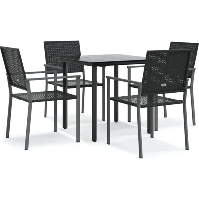 Maisonchic - Puutarhan ruokailusetti 5 osaa Wicker & Steel - Musta Maisonchic - Puutarhan ruokailusetti 5 osaa Wicker & Steel - Musta