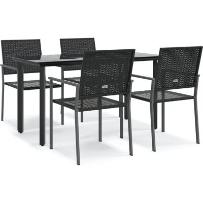 vidaXL Puutarhan ruokailusetti Säänkestävä Rattan Teräs Musta vidaXL Puutarhan ruokailusetti Säänkestävä Rattan Teräs Musta
