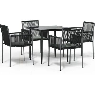 Conjunto de comedor de jardín Maisonchic - 5 piezas con cojines, acero y ratán sintético Conjunto de comedor de jardín Maisonchic - 5 piezas con cojines, acero y ratán sintético