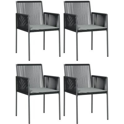 vidaXL Gartenstühle mit Kissen - 4 Stück, Schwarz, 54x60,5x83,5cm vidaXL Gartenstühle mit Kissen - 4 Stück, Schwarz, 54x60,5x83,5cm