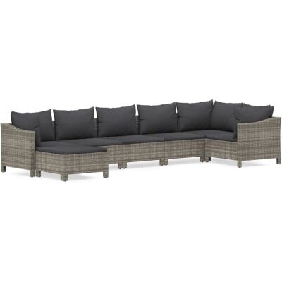 vidaXL Gartenmöbel-Set - Grau - 7-teiliges Modulares Lounge-Set vidaXL Gartenmöbel-Set - Grau - 7-teiliges Modulares Lounge-Set