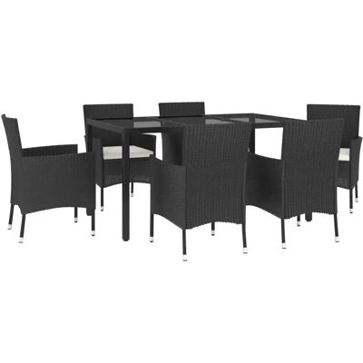 Maisonchic Gartentisch-Set - 6-tlg. mit Kissen - Schwarz Maisonchic Gartentisch-Set - 6-tlg. mit Kissen - Schwarz