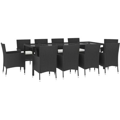 Maison Chic Tuin eettafelset - 10 Stoelen, Kussens, Zwart Maison Chic Tuin eettafelset - 10 Stoelen, Kussens, Zwart