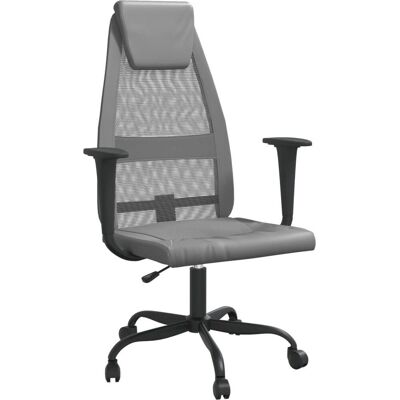 vidaXL Bureaustoel Grijs Mesh Stof en Kunstleer - Bureaustoel vidaXL Bureaustoel Grijs Mesh Stof en Kunstleer - Bureaustoel
