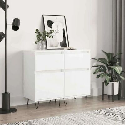 vidaXL Wit Hoogglans 2-delig Dressoir - Opbergkast vidaXL Wit Hoogglans 2-delig Dressoir - Opbergkast