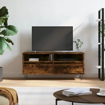 vidaXL TV Schrank - Rauch Eiche - 100x34.5x44.5 cm - TV-Ständer vidaXL TV Schrank - Rauch Eiche - 100x34.5x44.5 cm - TV-Ständer